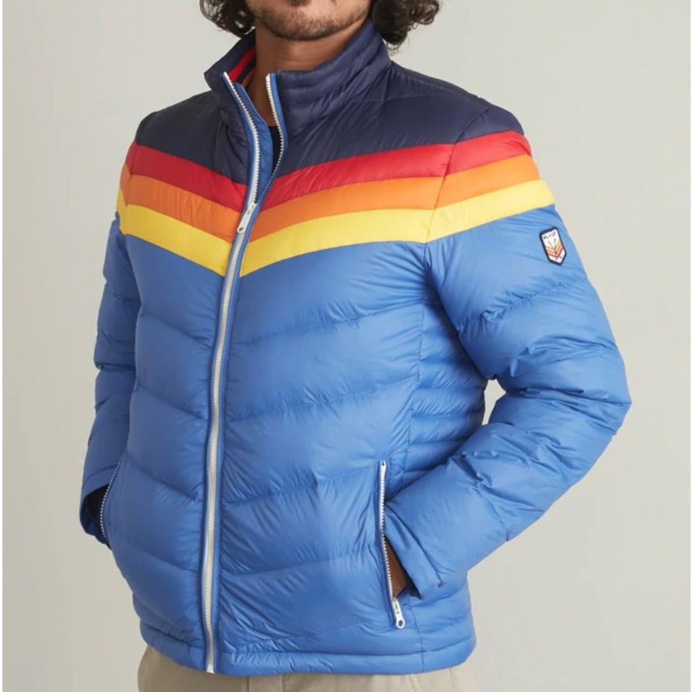 NWT Marine Layer x LF Men's Retro Zurich Puffer Coat in Navy/Blue  Size L